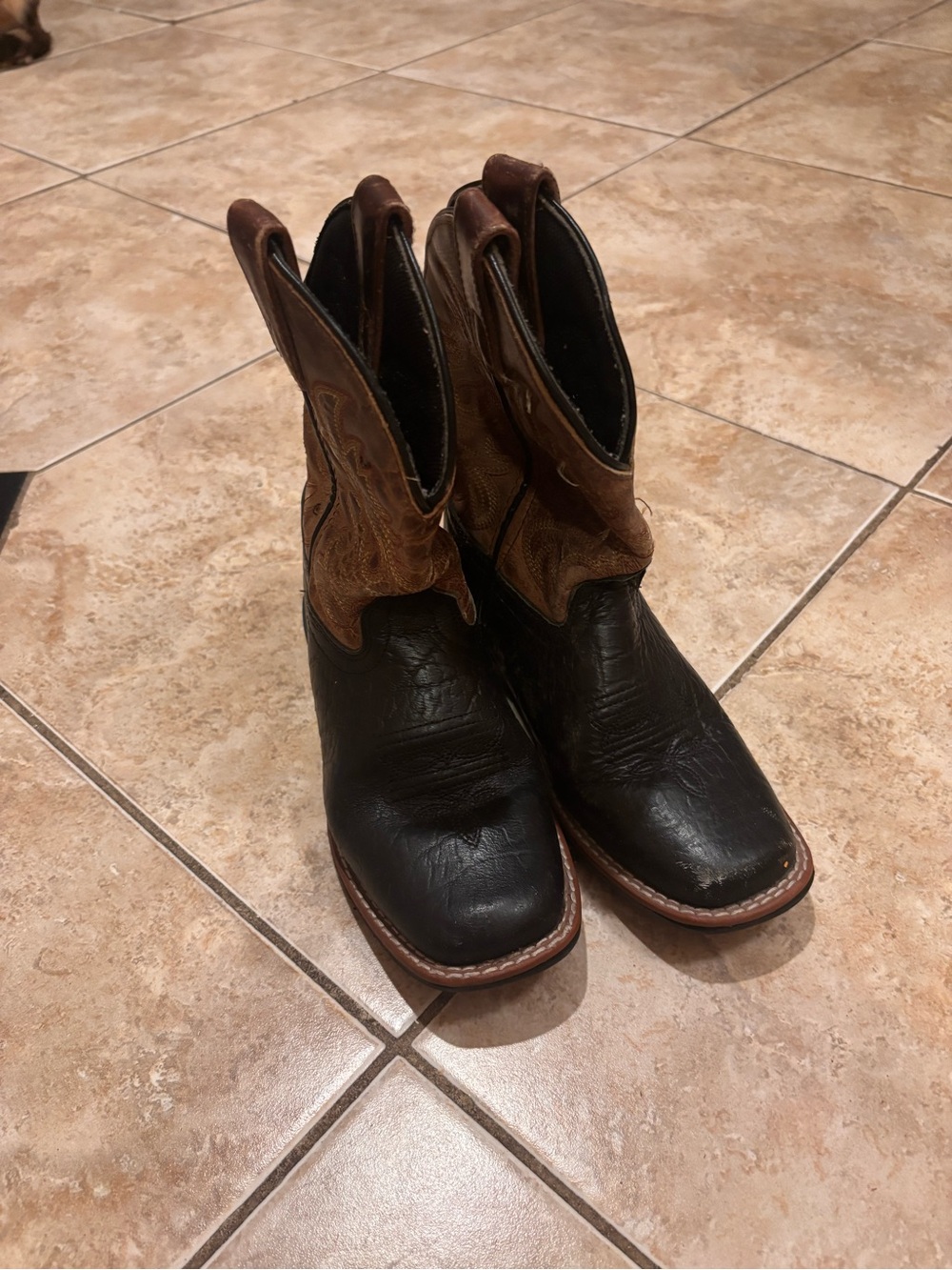 Kids Two-Tone Brown Cowboy Boots